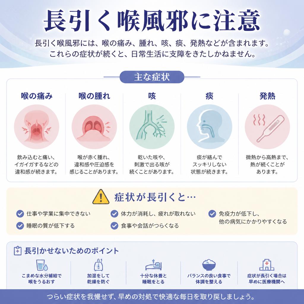 喉風邪の主な症状