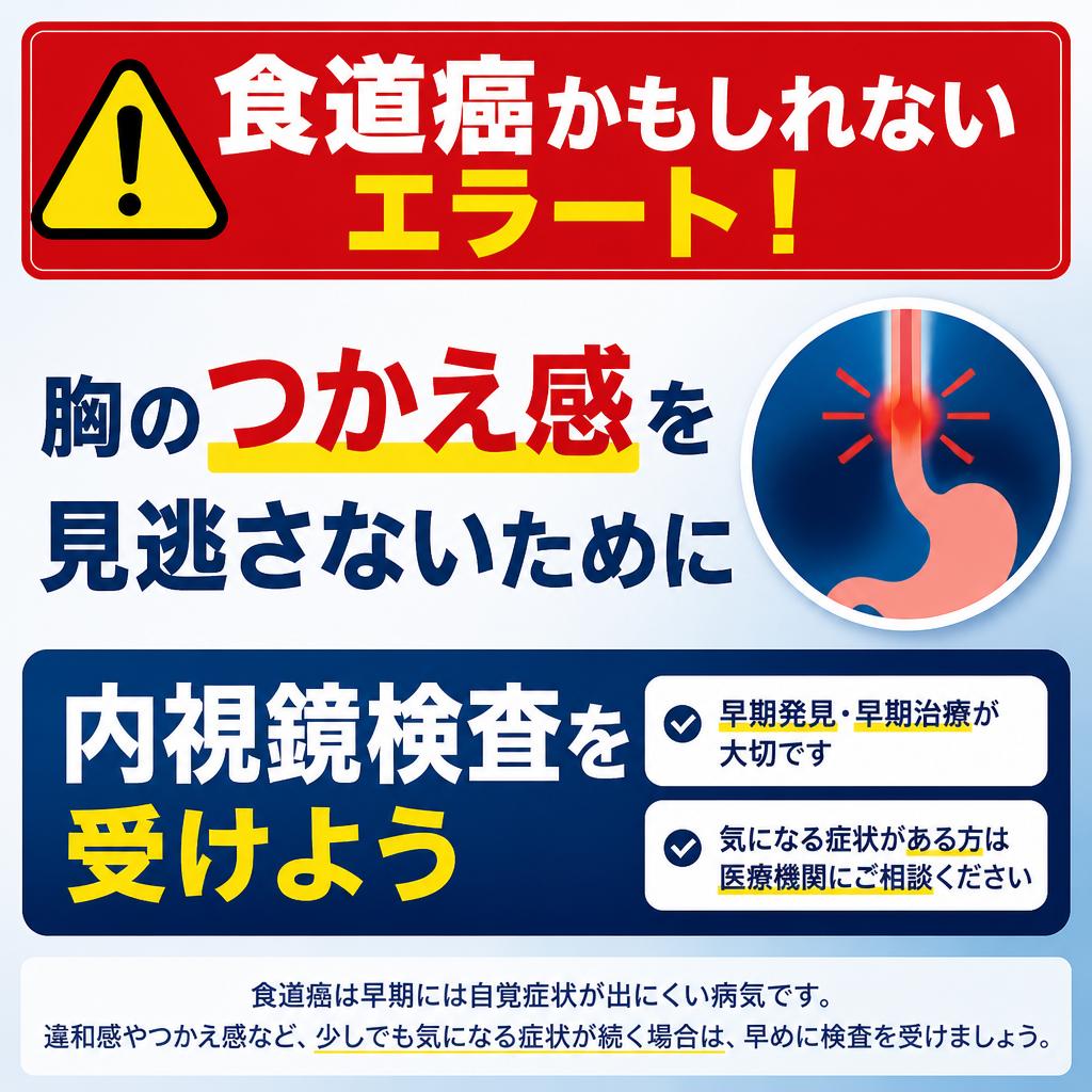 食道癌かもしれないエラート！胸のつかえ感を見逃さないために内視鏡検査を受けよう