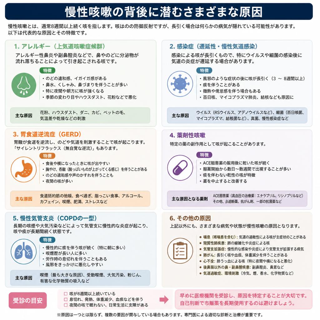 慢性咳嗽の主な原因