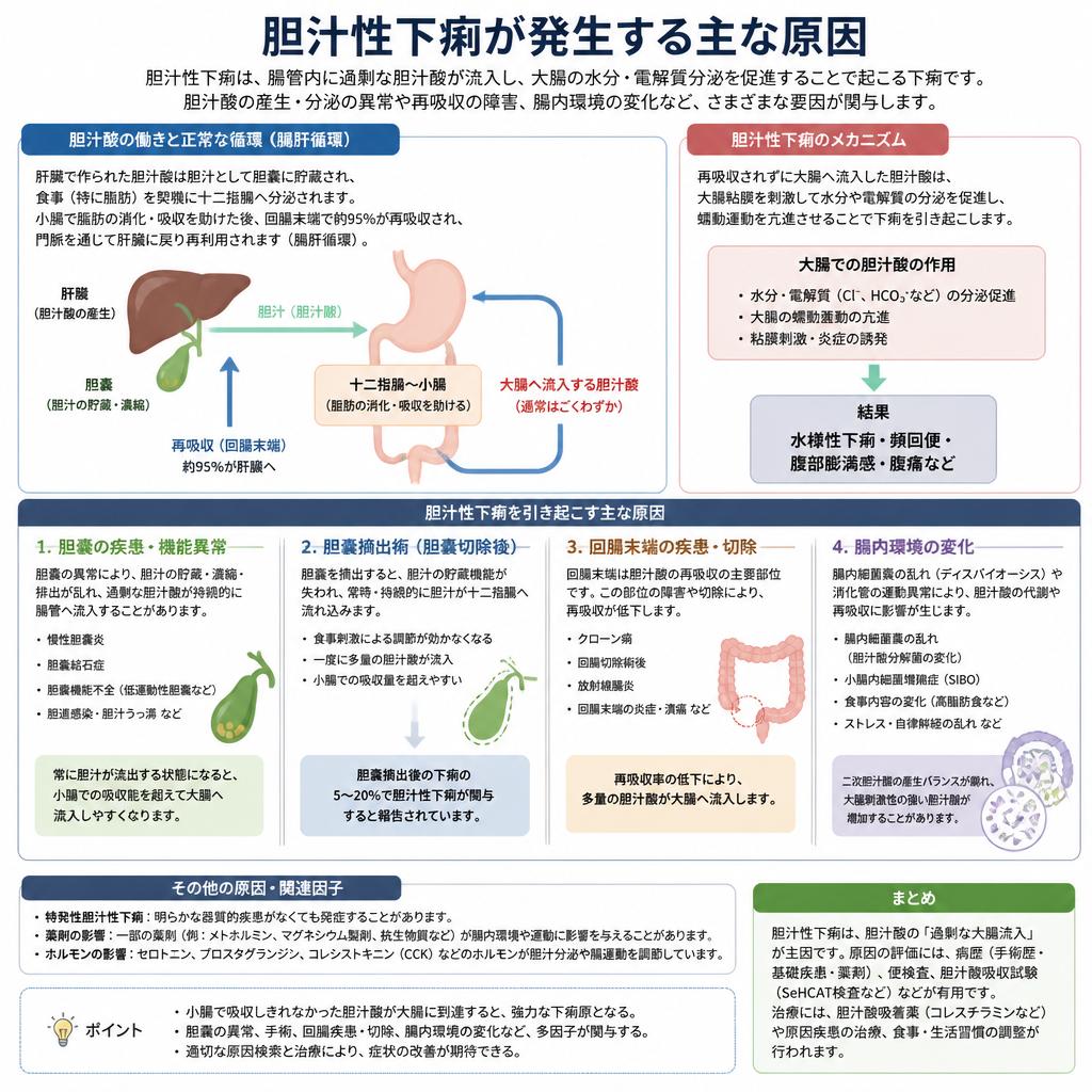 胆汁性下痢の主な原因