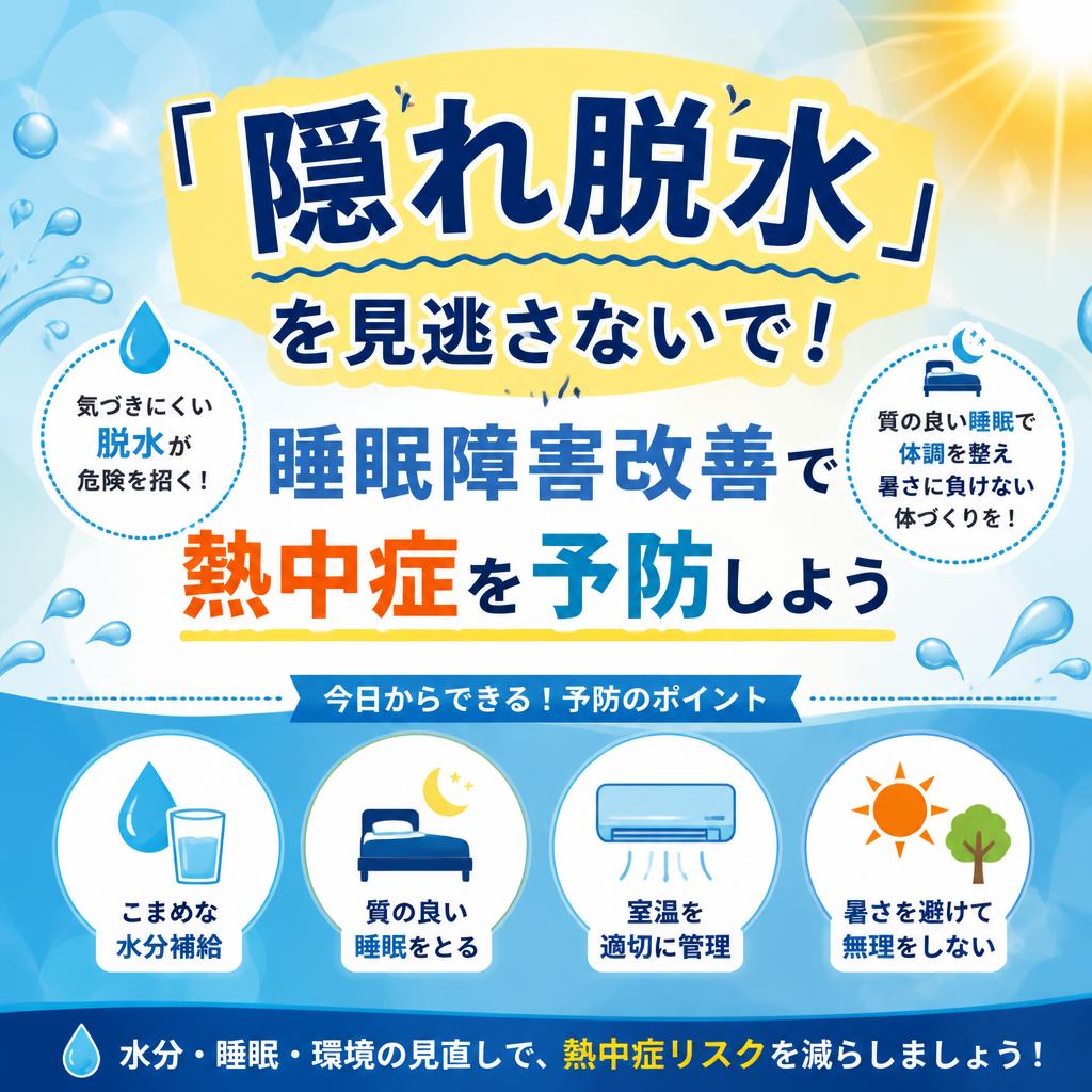 「隠れ脱水」を見逃さないで！睡眠障害改善で熱中症を予防しよう