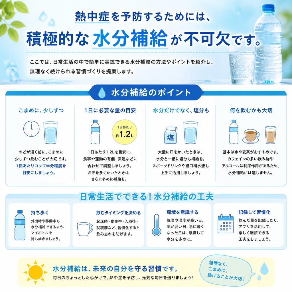 熱中症予防に必要な水分補給の方法