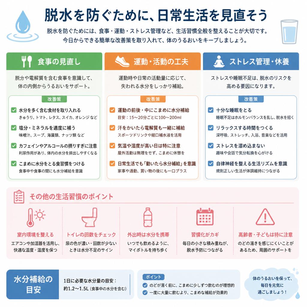ライフスタイル改善による脱水予防