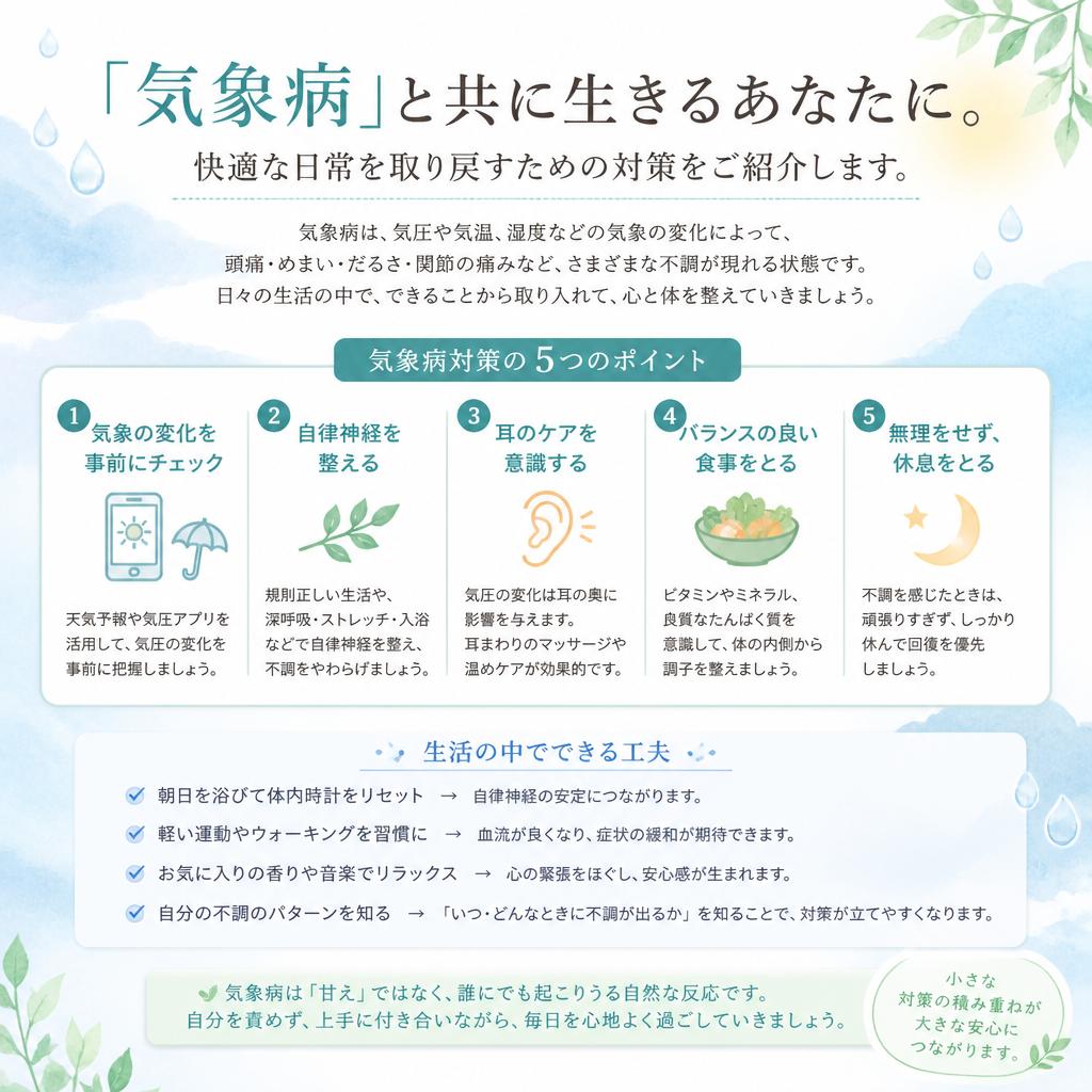 「気象病」と共に生きるあなたに。快適な日常を取り戻すための対策をご紹介します。