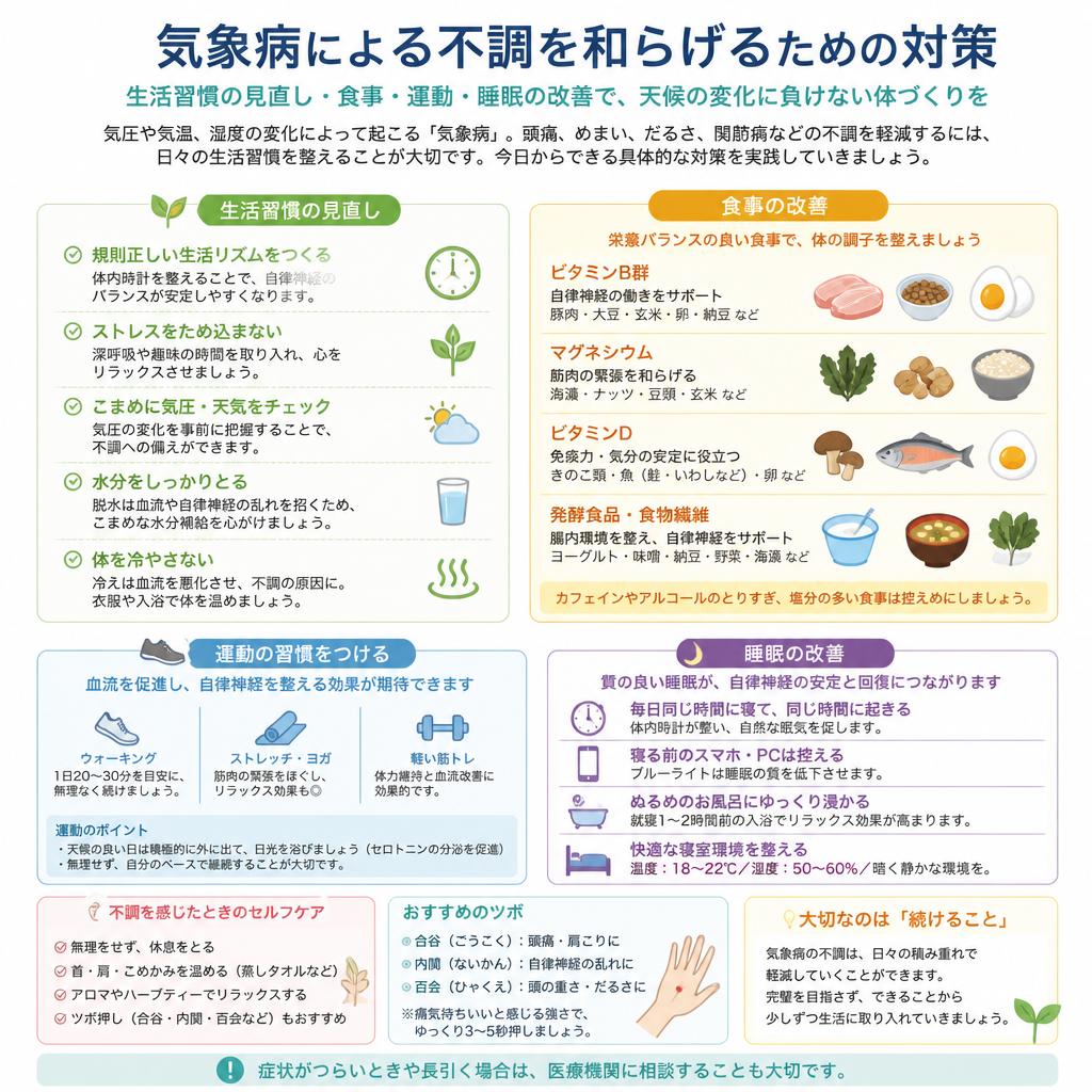 気象病の具体的な対策方法