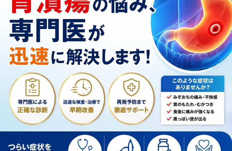 胃潰瘍の悩み、専門医が迅速に解決します！　　　　　　　　　　武蔵小杉せのお内科クリニック