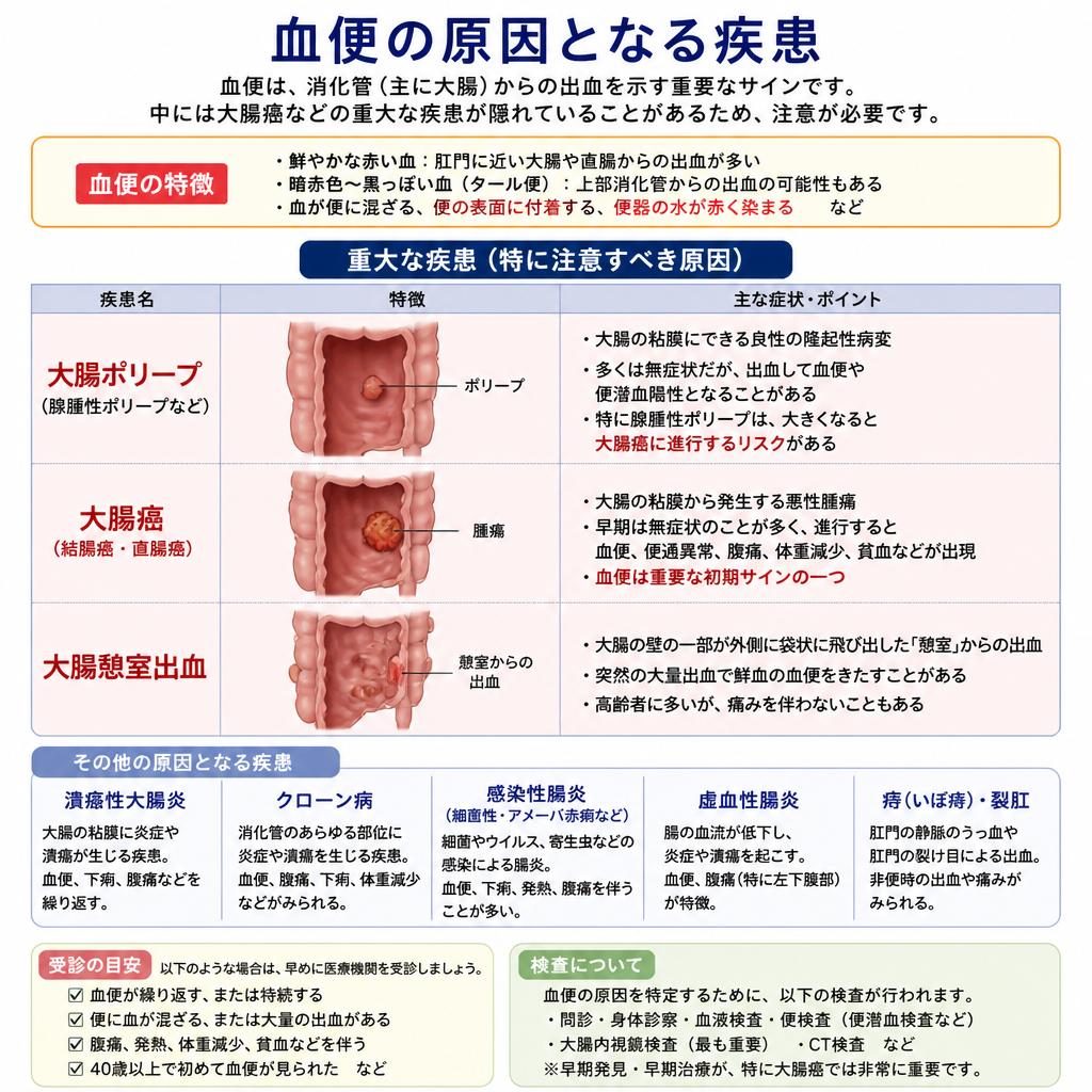 血便を引き起こす主な疾患
