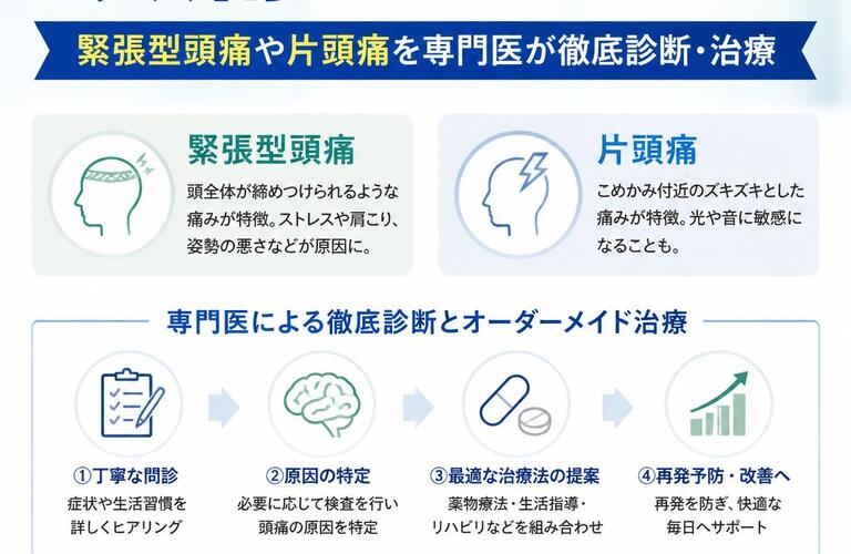 頭痛の悩み、ここで解決！緊張型頭痛や片頭痛を専門医が徹底診断・治療　　　　　　　武蔵小杉せのお内科クリニック