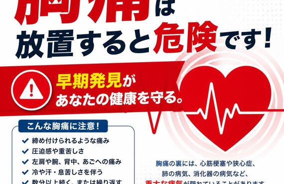 胸痛は放置すると危険です！早期発見があなたの健康を守る。　　　　　　武蔵小杉せのお内科クリニック
