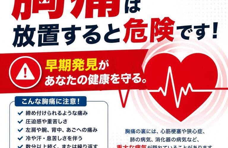 胸痛は放置すると危険です！早期発見があなたの健康を守る。　　　　　　武蔵小杉せのお内科クリニック