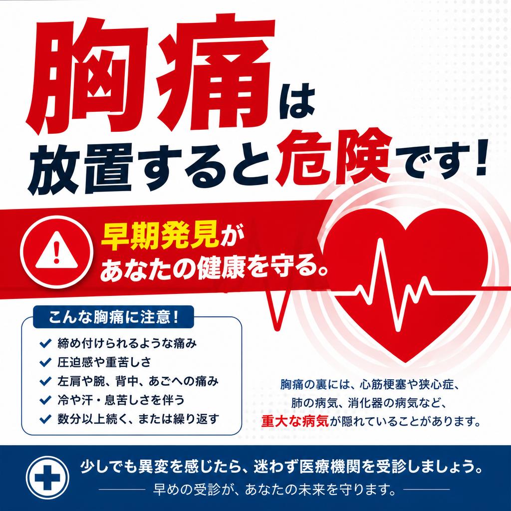 胸痛は放置すると危険です！早期発見があなたの健康を守る。