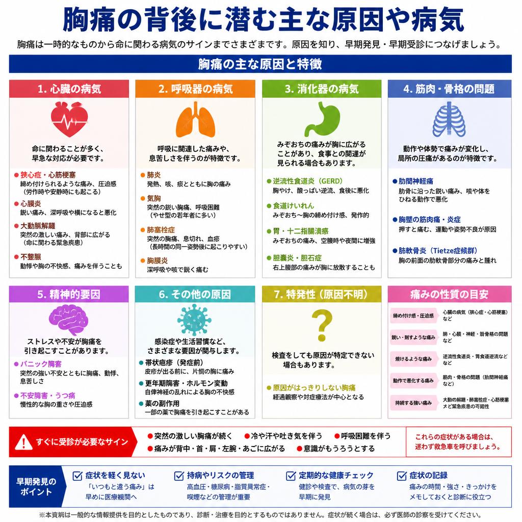 胸痛の原因—心臓疾患から生活習慣まで