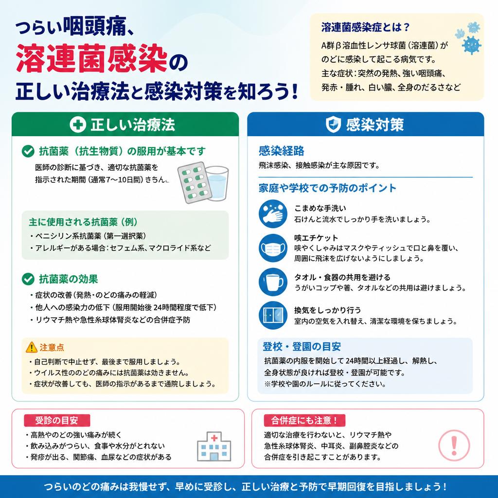 つらい咽頭痛、溶連菌感染の正しい治療法と感染対策を知ろう！