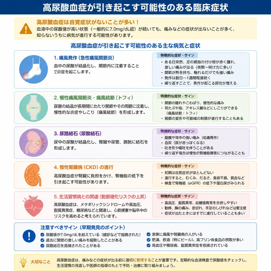 高尿酸血症の症状：見逃してはいけないサイン
