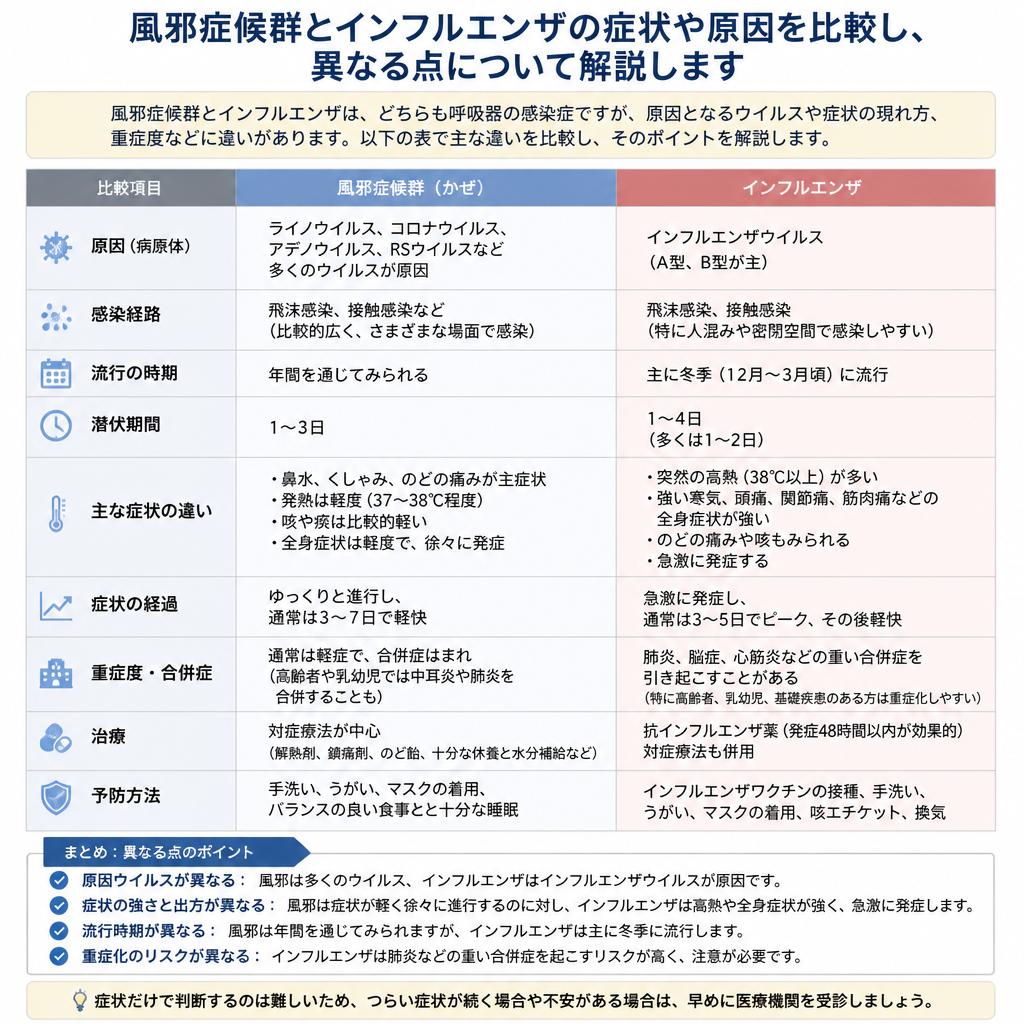 風邪とインフルエンザの違い
