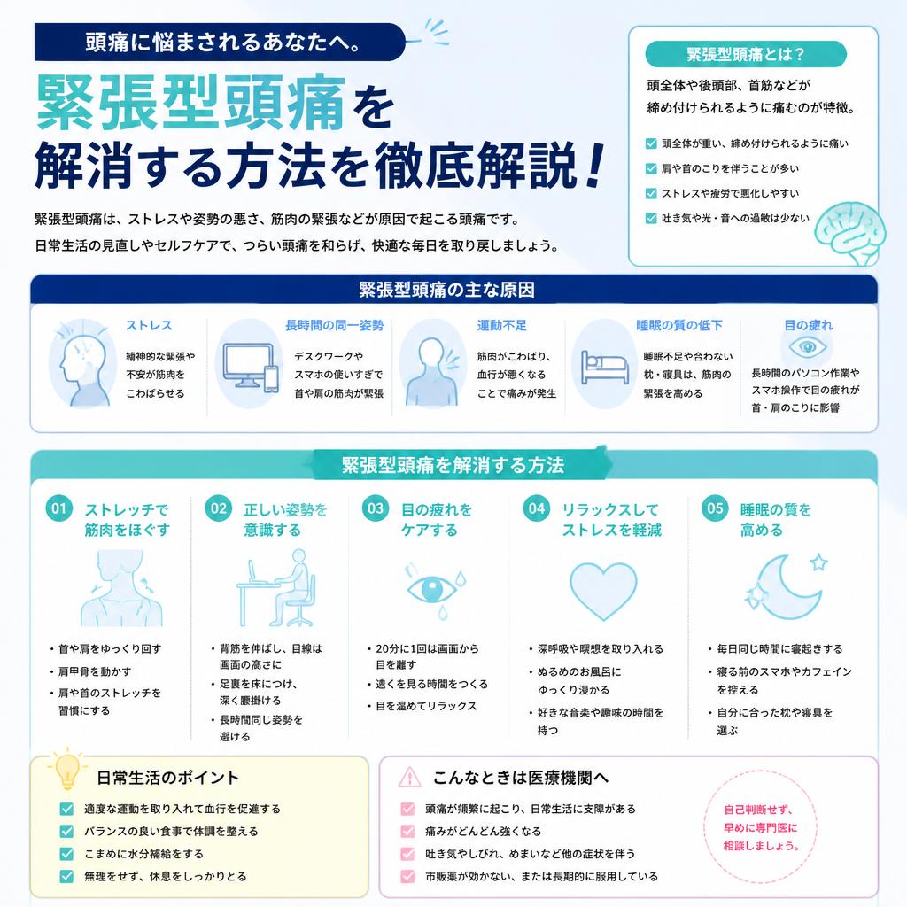 頭痛に悩まされるあなたへ。緊張型頭痛を解消する方法を徹底解説！