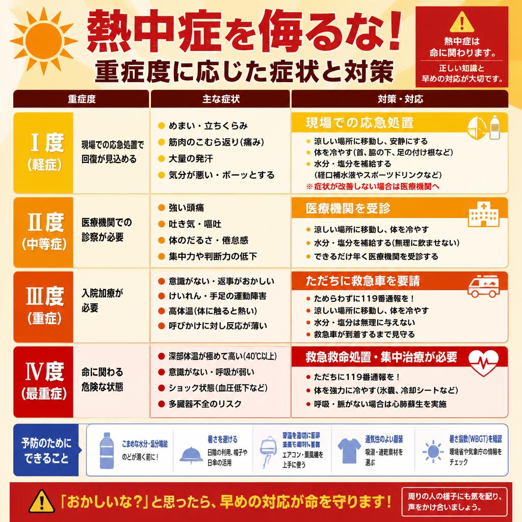熱中症を侮るな！重症度に応じた症状と対策