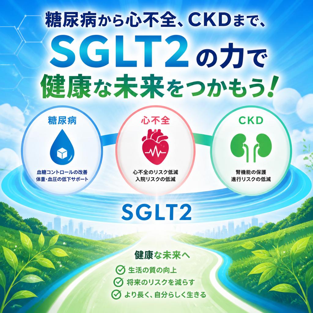 糖尿病から心不全、CKDまで、SGLT2の力で健康な未来をつかもう！