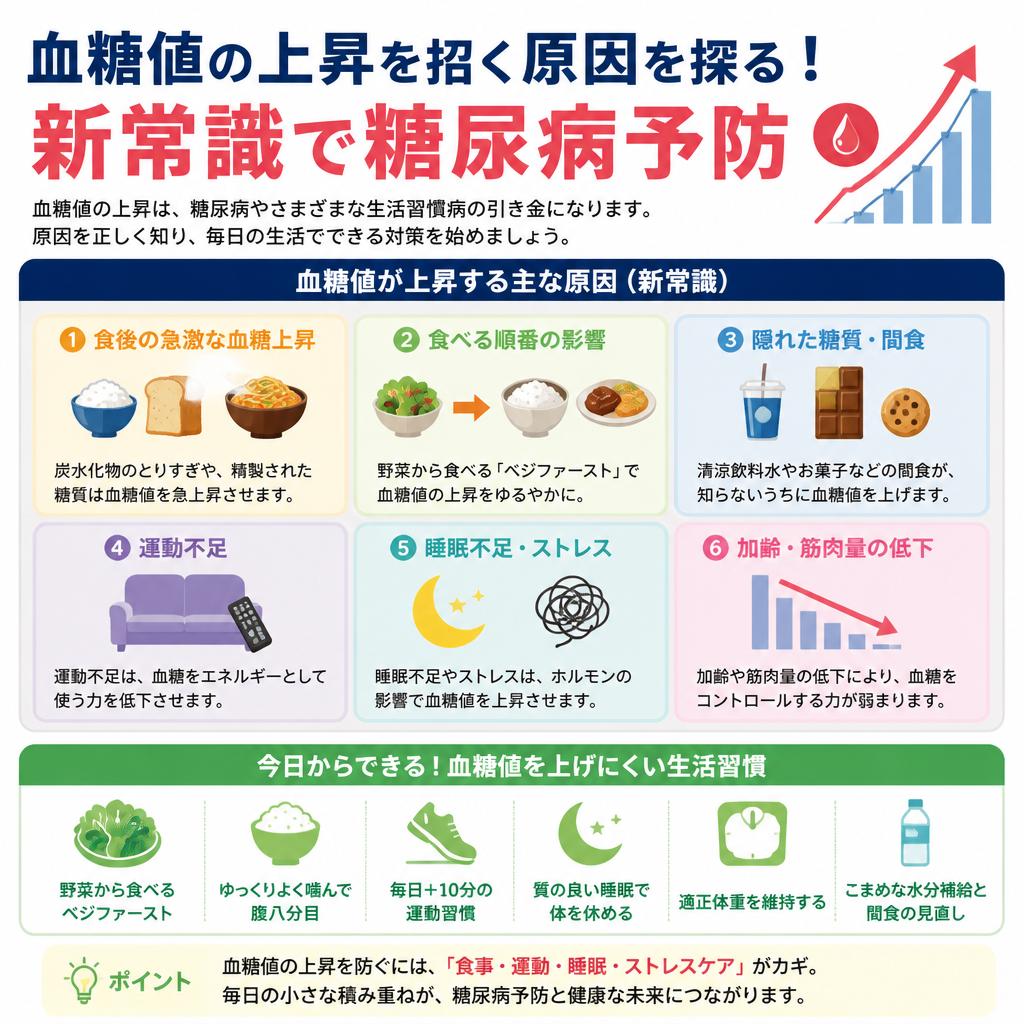 血糖値の上昇を招く原因を探る！新常識で糖尿病予防